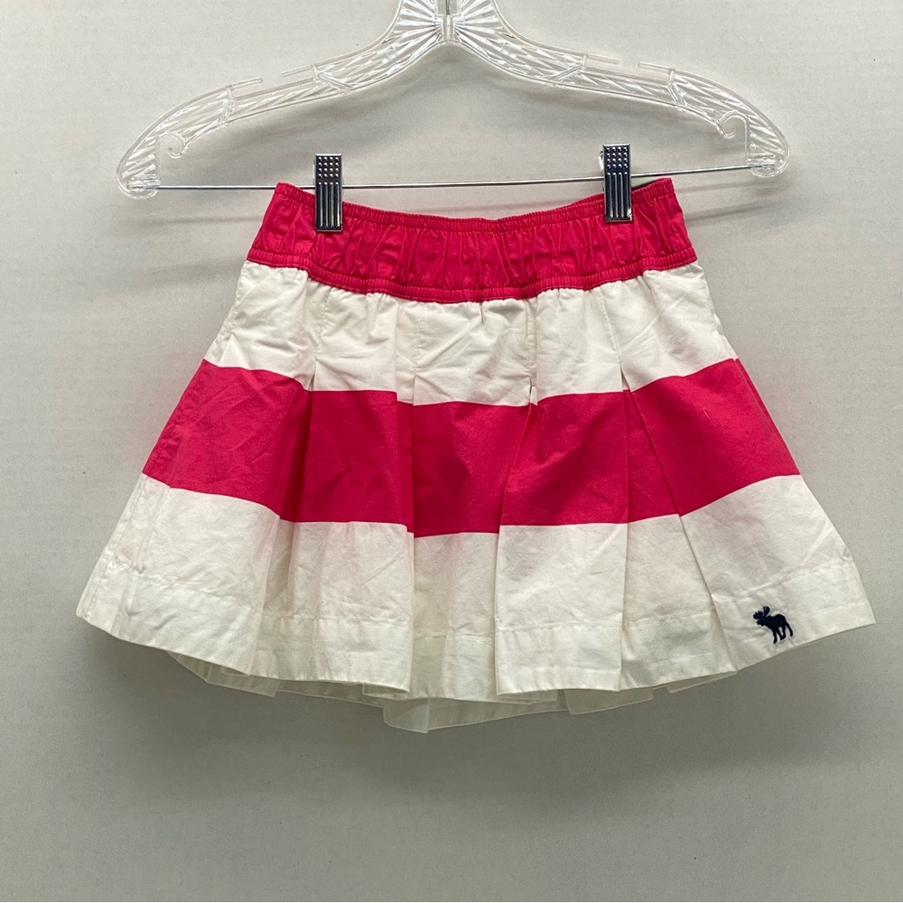 Abercrombie Kids Pleated Skirt Dark Pink Striped Lined Size L Elastic Waist NWT